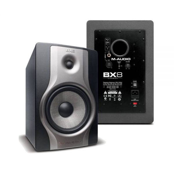 M-Audio BX8 Carbon Angle Front & Back