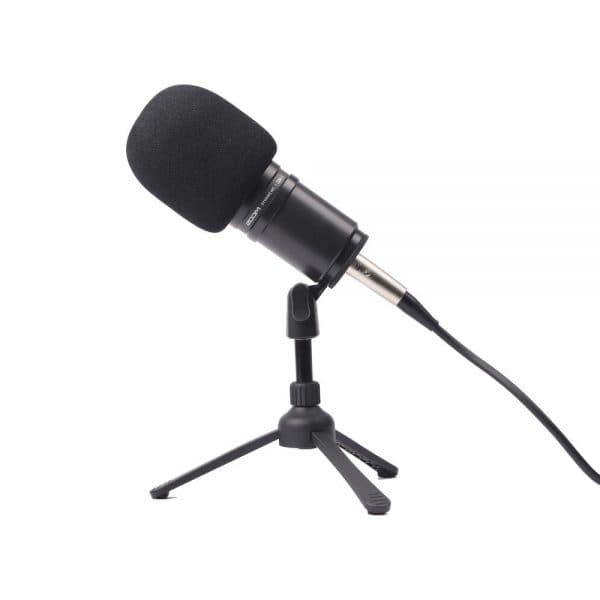 Zoom ZDM-1 Microphone With Pop Shield On Tripod