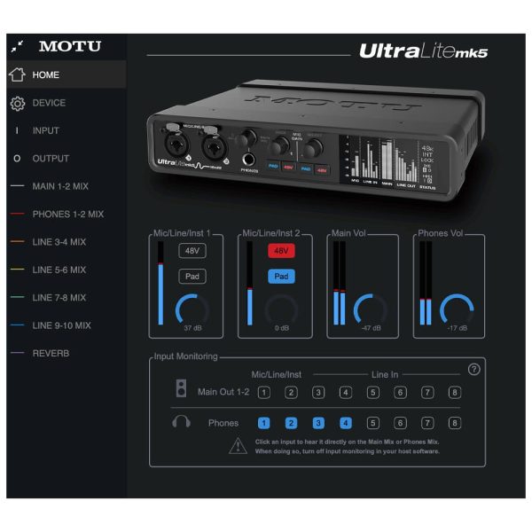 Motu UltraLite MK5 Control Panel