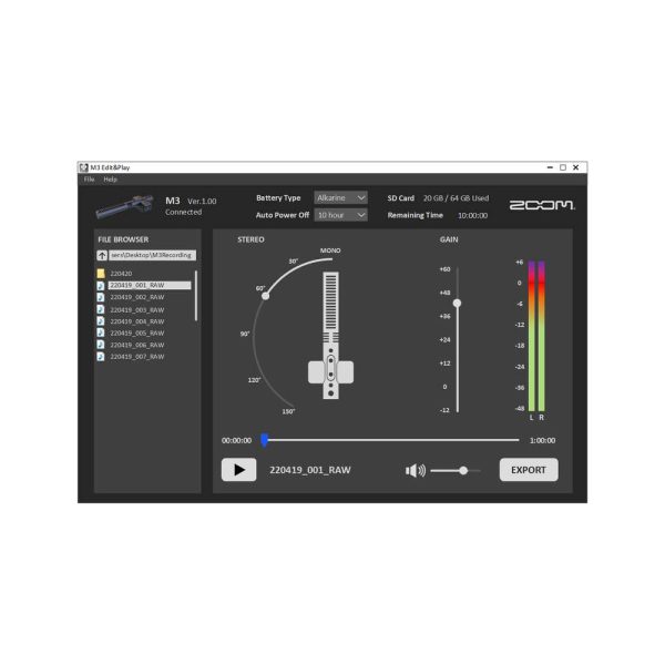 ZOOM M3 MicTrack Software